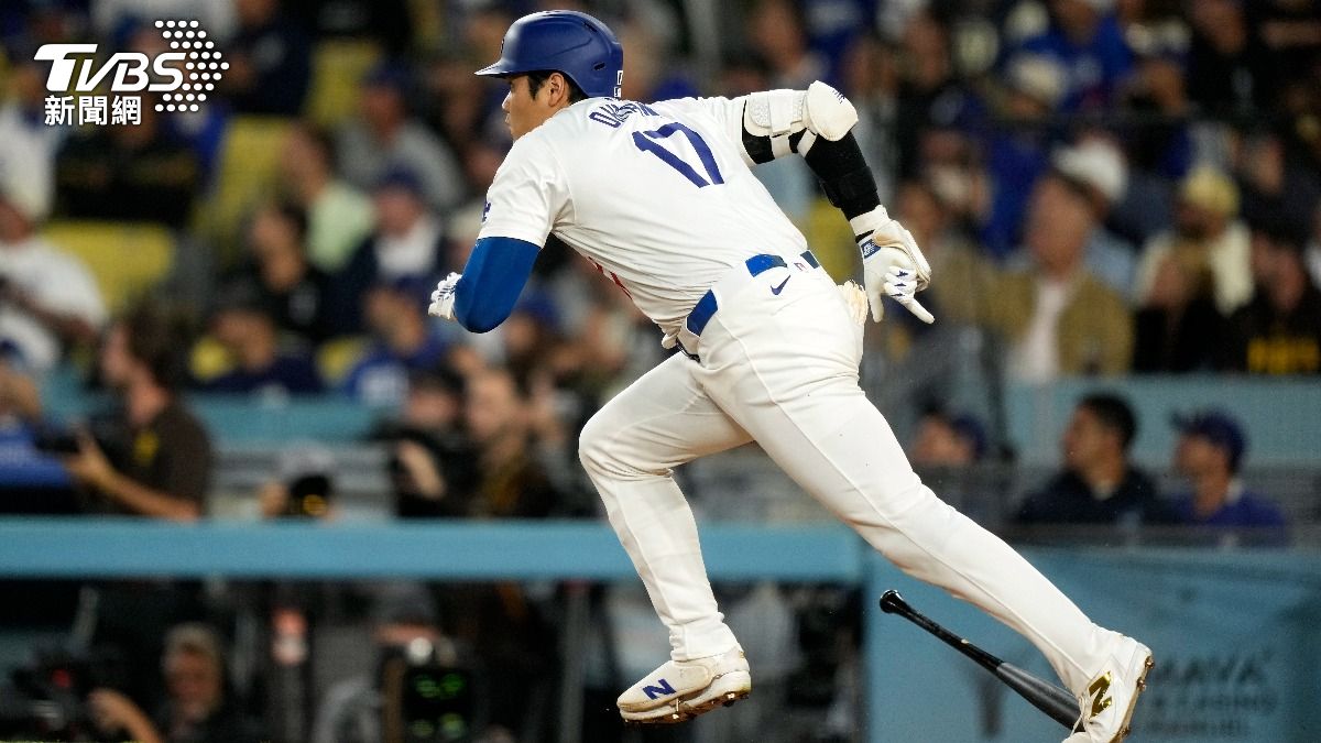 大谷翔平今日全壘打、盜壘皆未開張，個人紀錄停留在「53轟、55盜」。（圖／達志影像美聯社）