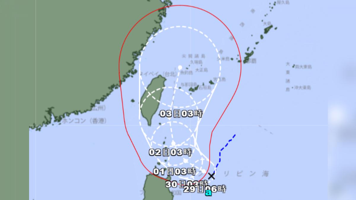 熱帶性低氣壓TD22增強為颱風「山陀兒」。（圖／日本氣象廳）