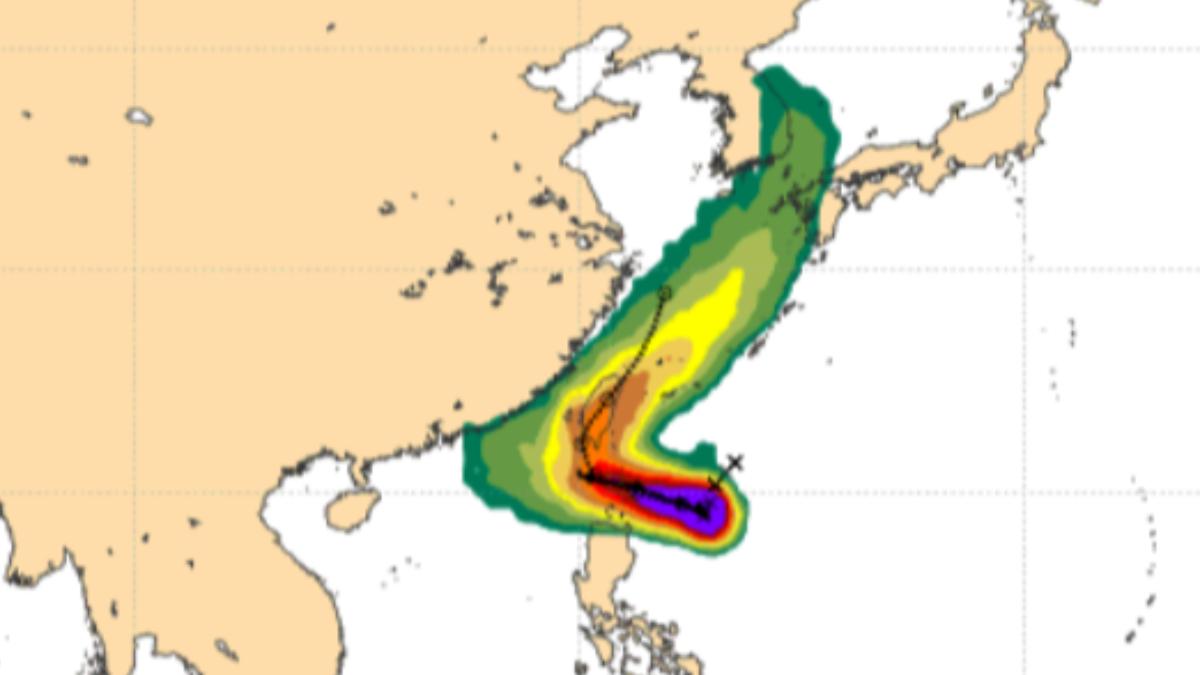 歐洲氣象機構預測山陀兒颱風可能貫穿台灣。（圖／翻攝自ecmwf）