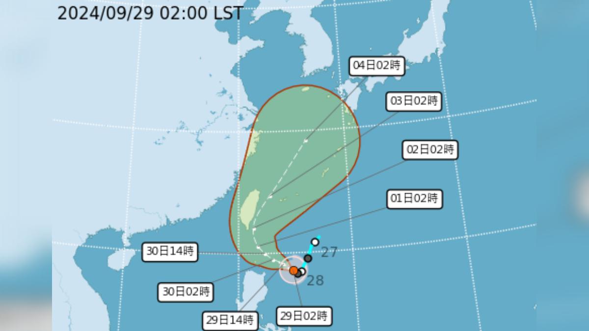 颱風山陀兒最新路徑預測。（圖／中央氣象署）