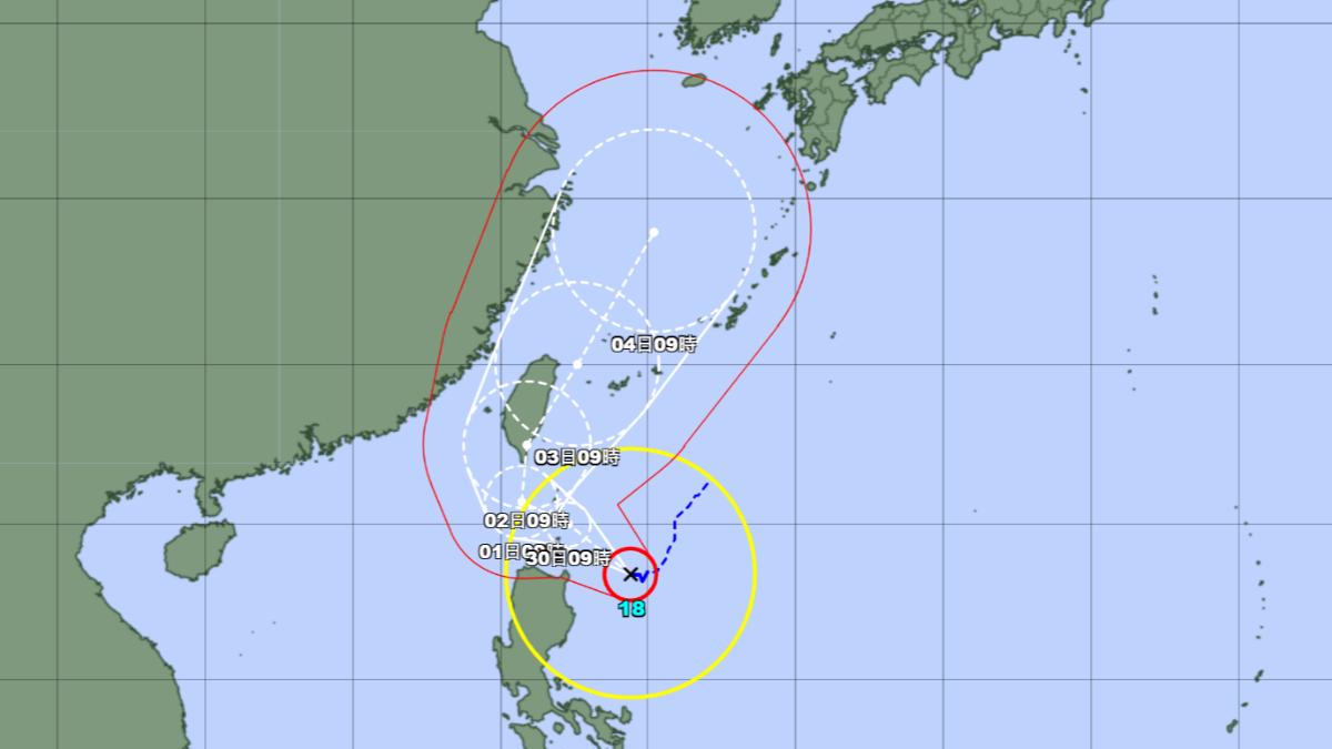 山陀兒颱風最新路徑預測。（圖／翻攝自日本氣象廳）