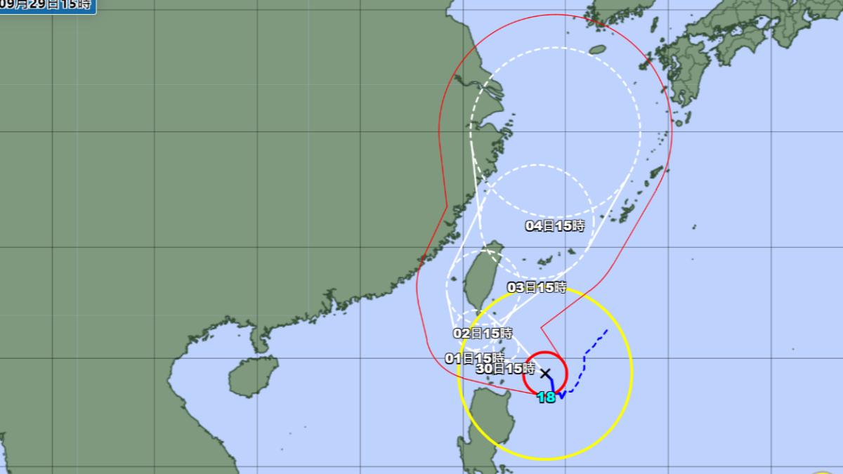 日本氣象廳公布山陀兒颱風最新路徑。（圖／翻攝自日本氣象廳）