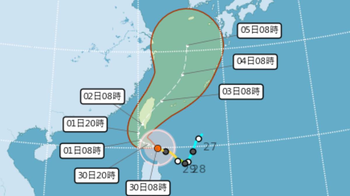 中颱山陀兒路徑潛勢預報。（圖／中央氣象署）