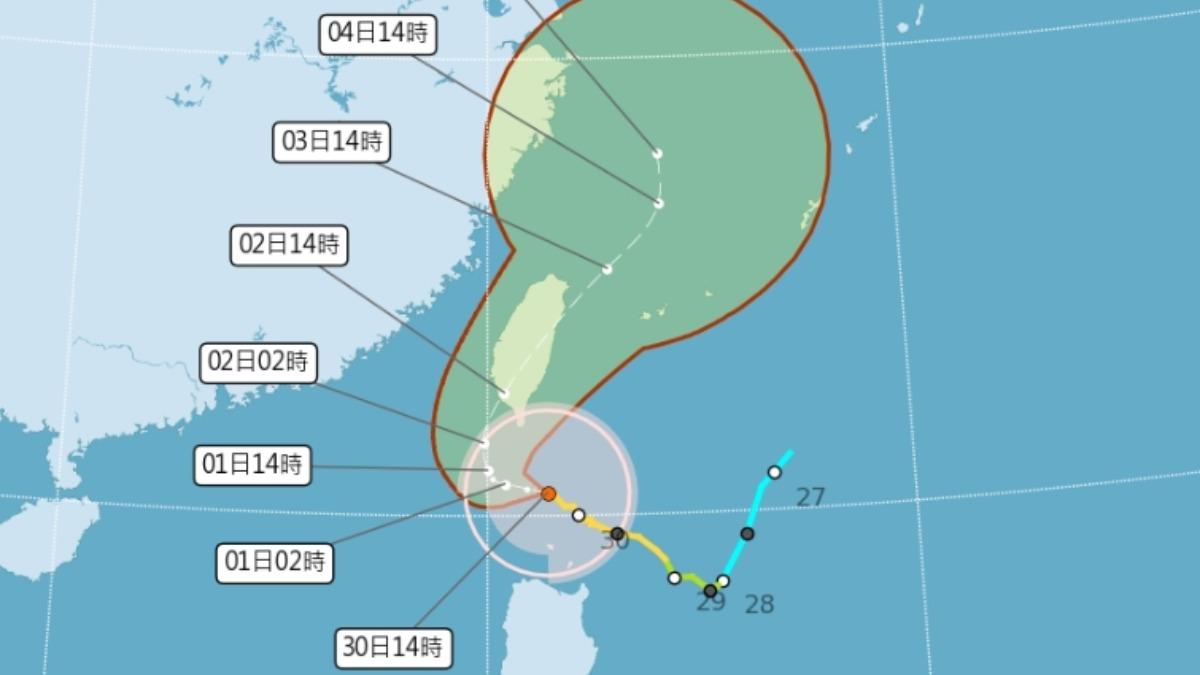 最新颱風路徑。（圖／中央氣象署）