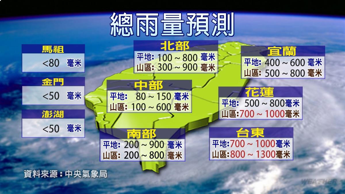 總雨量預測圖。（圖／TVBS）