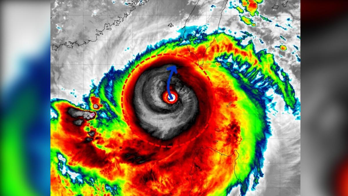 颱風眼「渾圓銳利」，眼牆附近厚實。（圖／翻攝自觀氣象看天氣臉書）
