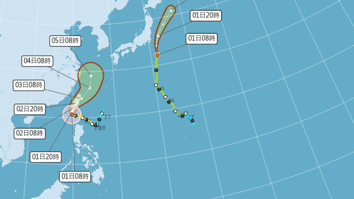 「山陀兒」潛勢路徑圖。（圖／翻攝中央氣象署官網）