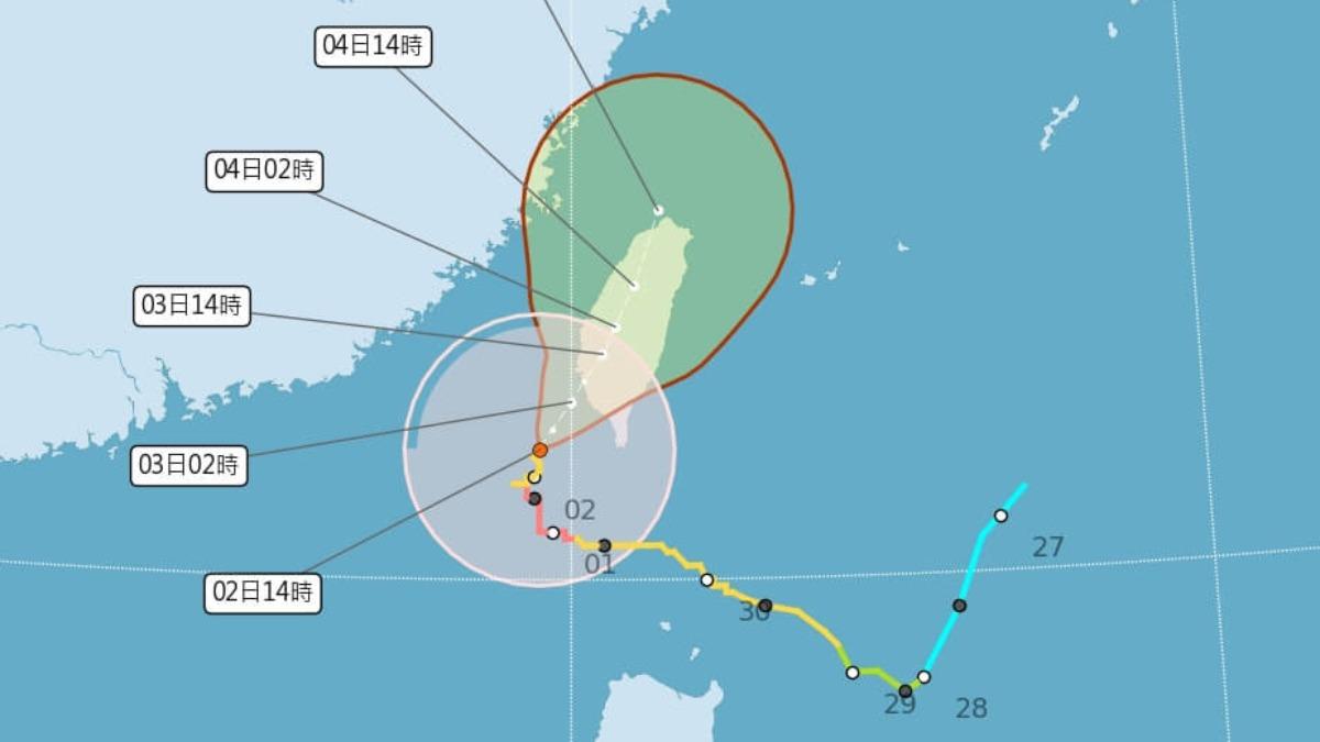 颱風山陀兒慢步接近台灣。（圖／氣象署）