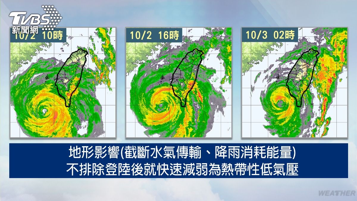 中颱山陀兒強度續減弱。（圖／TVBS）