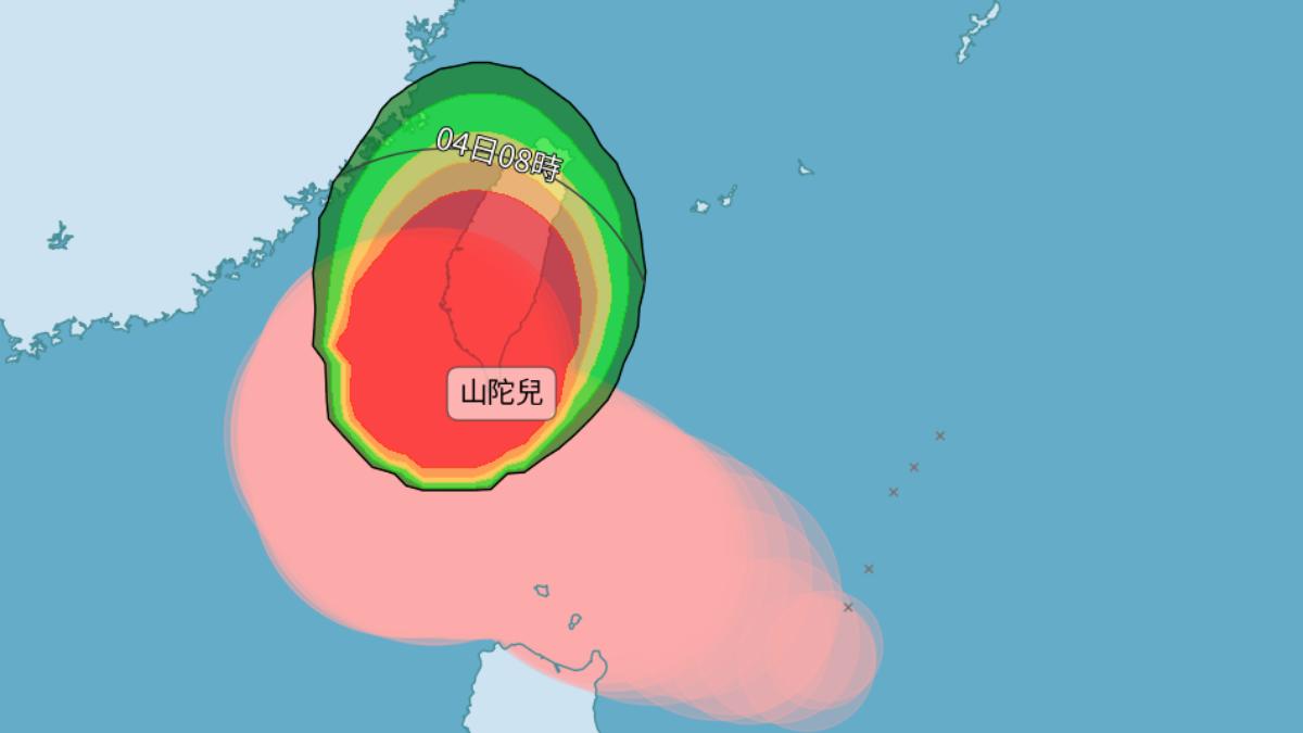 山陀兒颱風暴風可能到達時間及機率。（圖／中央氣象署）