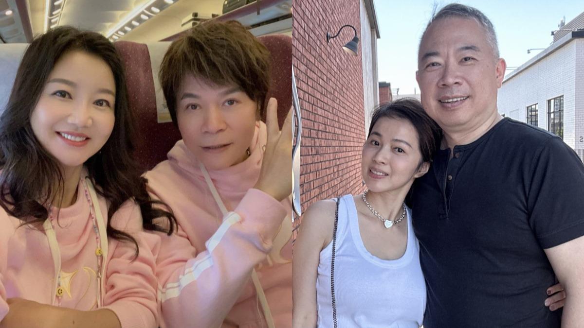 洪榮宏（左圖右）和前妻陳施羽（右圖左）離婚後，各自另組幸福家庭。（圖／翻攝自洪榮宏、施羽臉書）