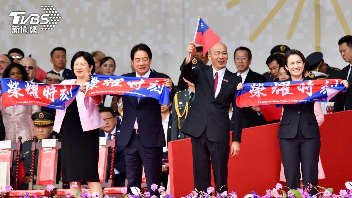 總統賴清德與立法院長韓國瑜在國慶大典同台。（圖／胡瑞麒攝）