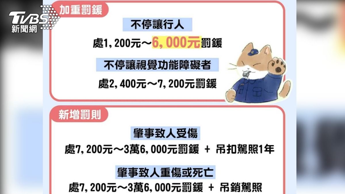 違規未停讓行人罰超重。(圖/TVBS)