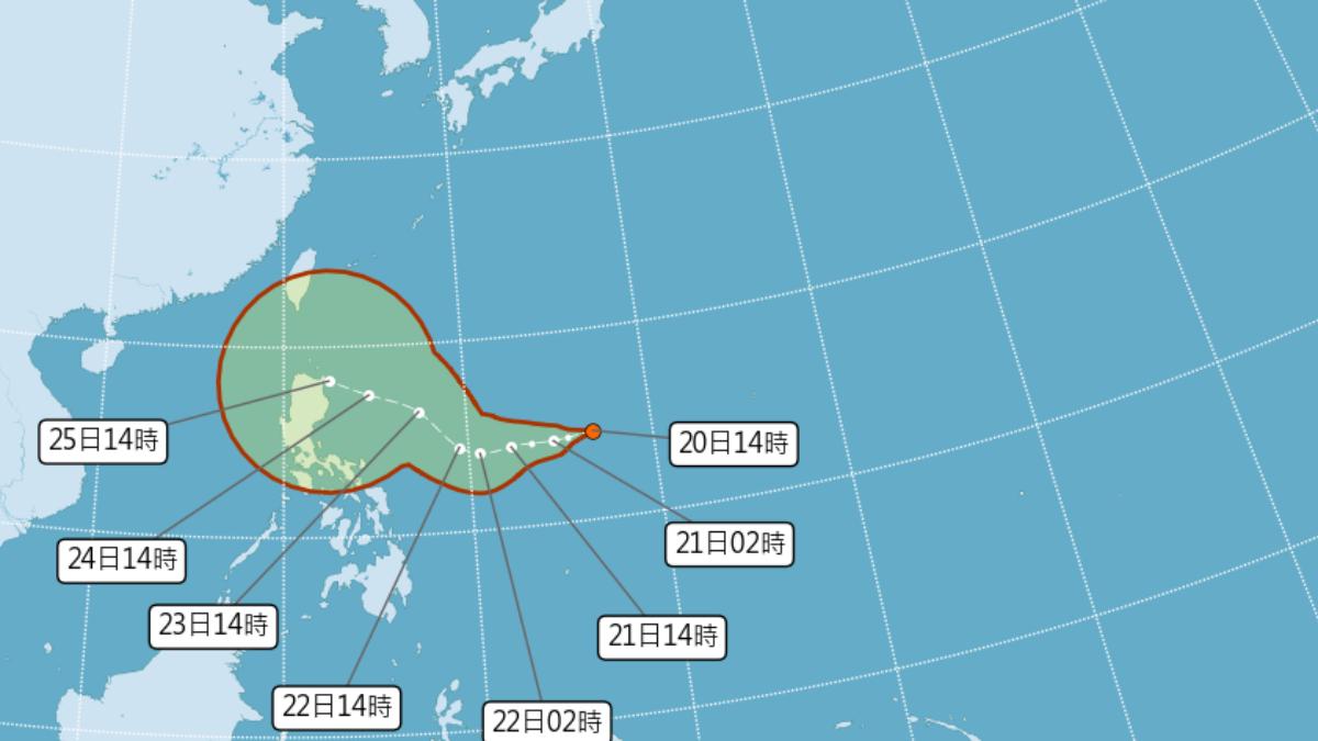 熱帶低壓最快明升級颱風「潭美」。（圖／氣象署）