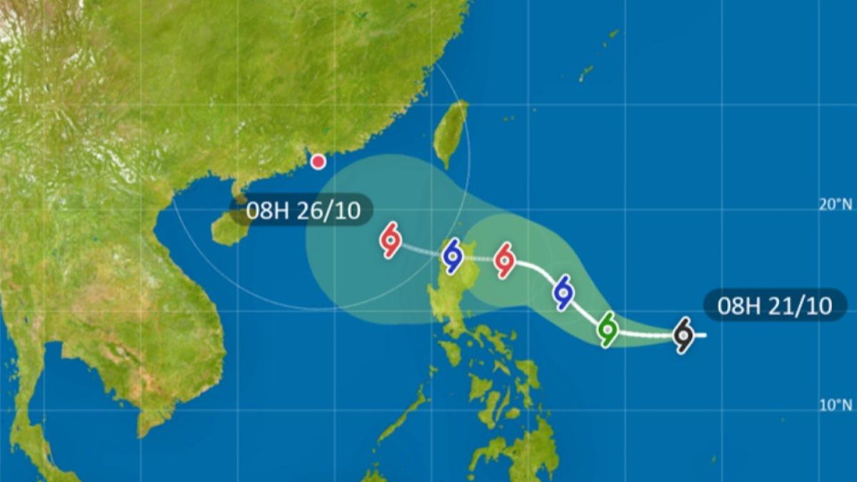 香港天文台所預測之最新路徑圖。（圖／翻攝自香港天文台）