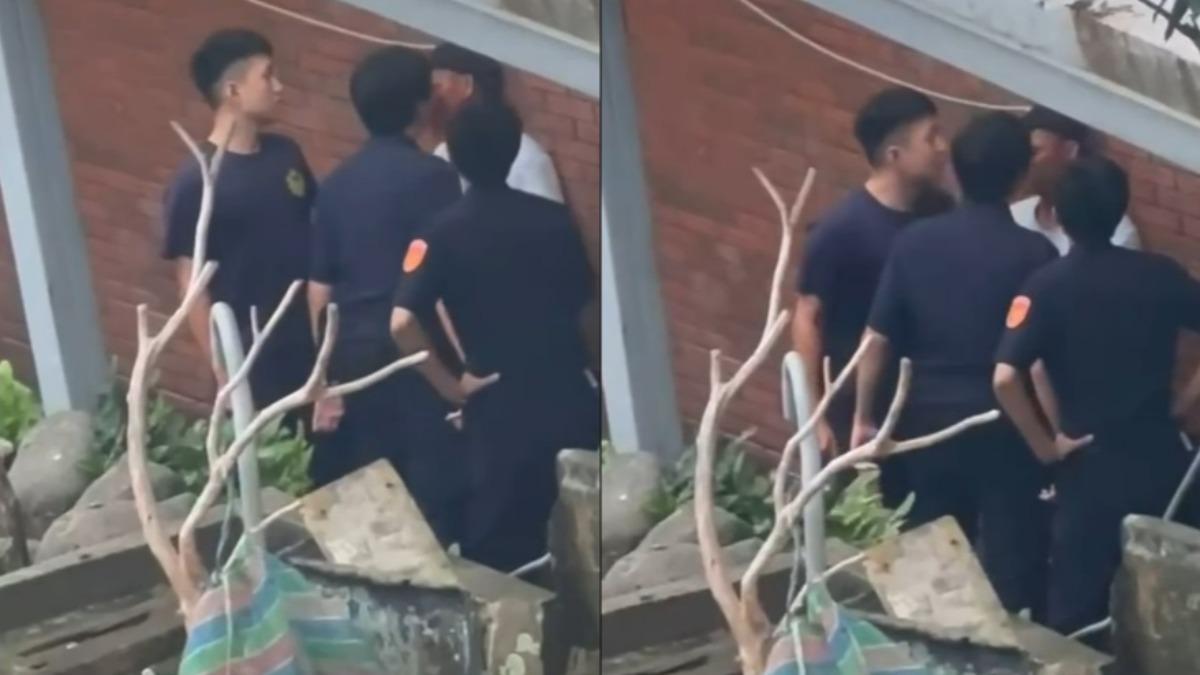 蘭嶼3警暗處包圍鬧事男。（圖／翻攝自蘭嶼大小事臉書）