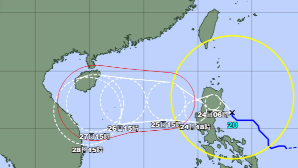 日本氣象廳曝光最新預測路徑。（圖／翻攝自日本氣象廳）