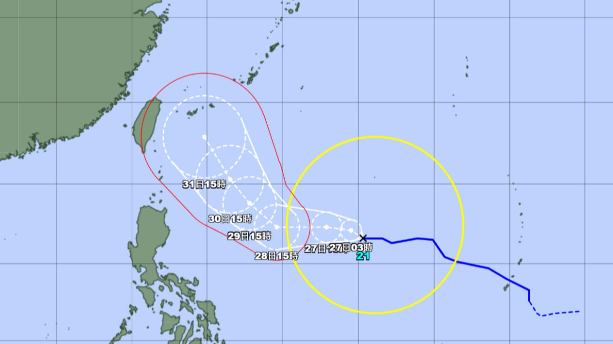 日本氣象廳預估康芮颱風路徑。（圖／翻攝自日本氣象廳）