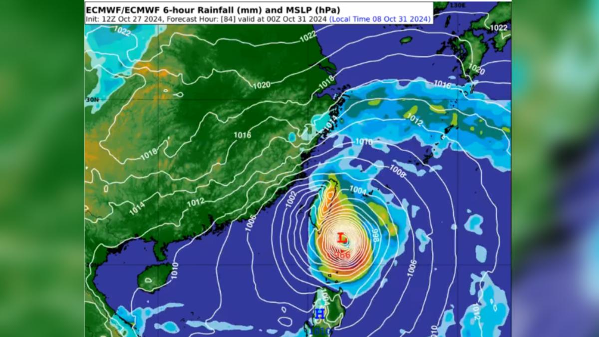 康芮颱風影響台灣，週四、週五最嚴重。（圖／翻攝臉書粉專　天氣風險公司）