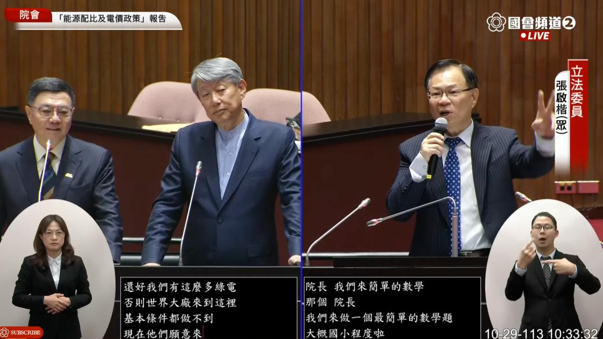 經濟部長郭智輝掛保證，黃仁勳要100億度綠電，台灣可以提供。（圖／翻攝國會頻道）