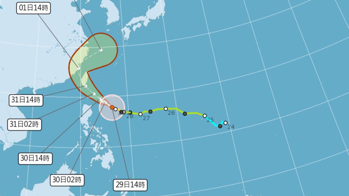 中颱康芮持續前進中。（圖／翻攝自氣象署）