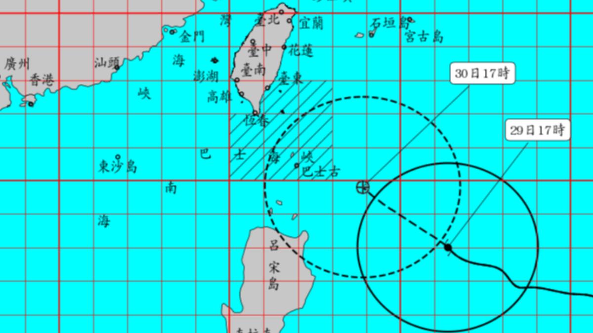 康芮颱風逐漸逼近台灣。（圖／翻攝自中央氣象署）