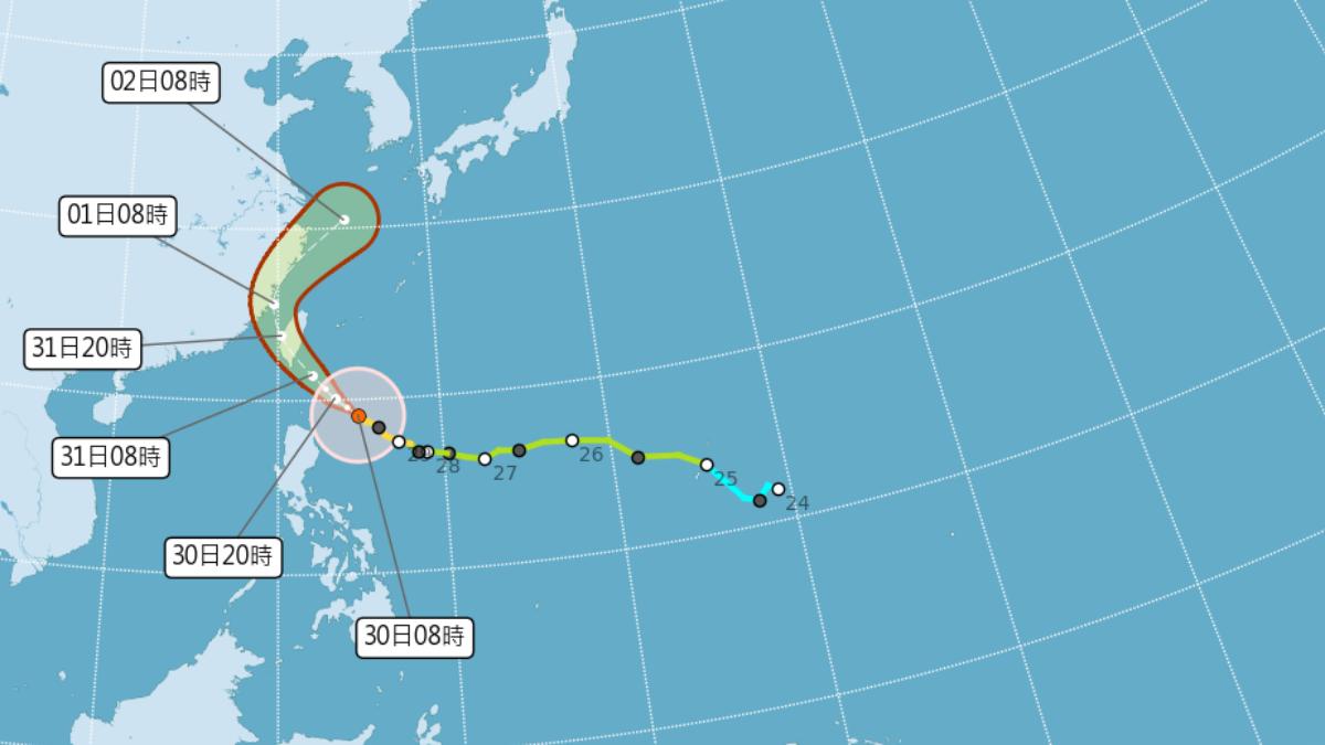 強颱康芮逼近。（圖／氣象署）