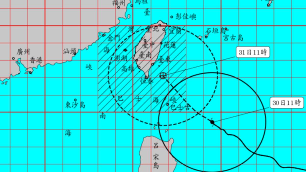 氣象署今（30）日發布海上陸上颱風警報。（圖／氣象署）