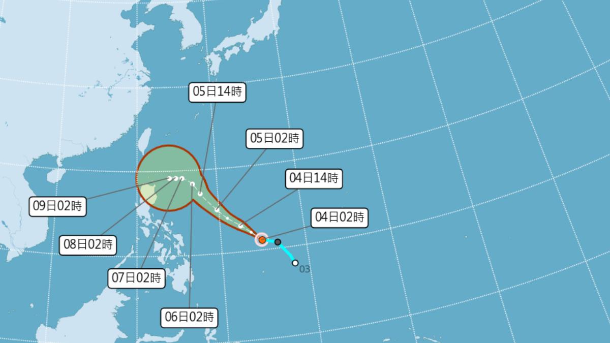 Yinxing may intensify into moderate typhoon Tuesday: CWA (Courtesy of CWA) Yinxing may intensify into moderate typhoon Tuesday: CWA