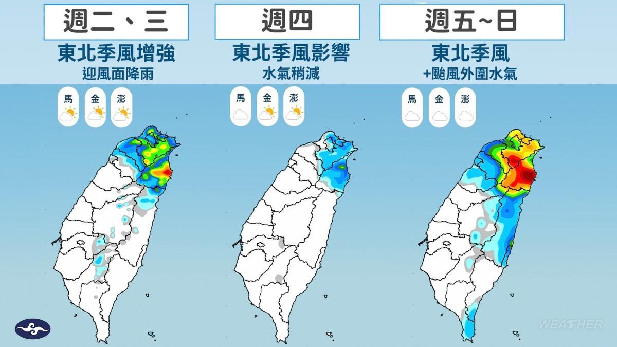 未來降雨分布預測圖。（圖／TVBS）