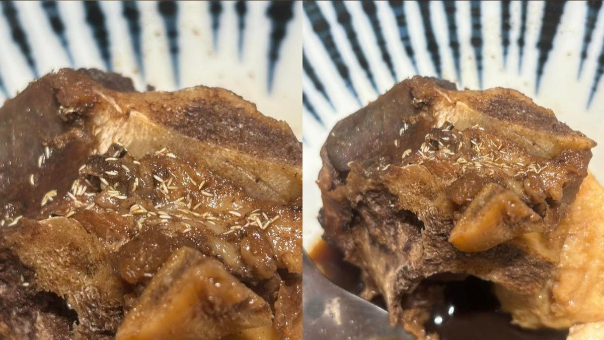 台南知名羊肉爐「王家燻羊肉」遭爆料肉塊上長蛆蟲。（圖／翻攝自爆料公社臉書）