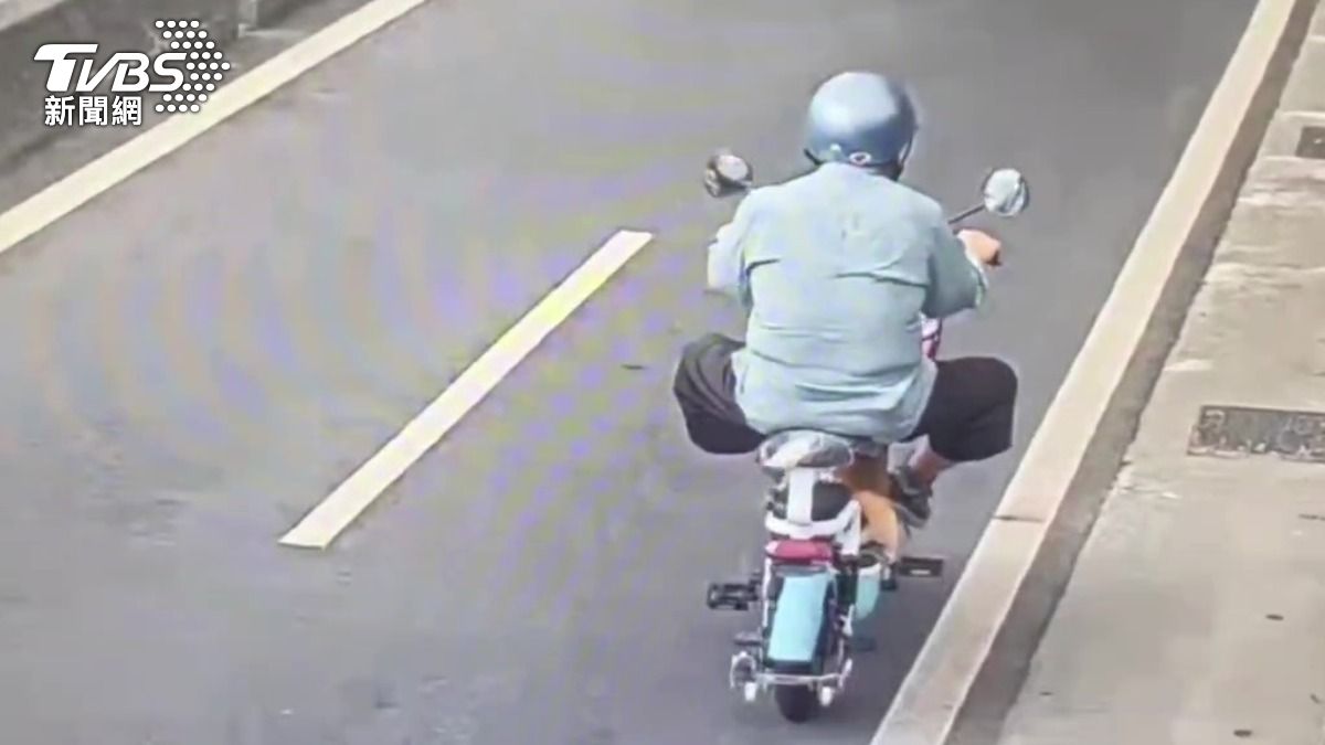 徐翁當時騎電動車載著愛犬隨後遭到追撞。（圖／TVBS）