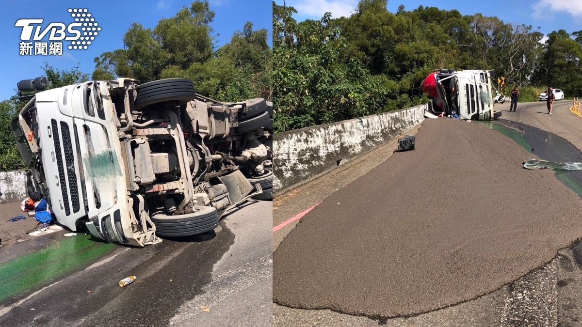 台中市大肚區知名的藍色公路上，今（11）日發生一起嚴重車禍。（圖／TVBS）