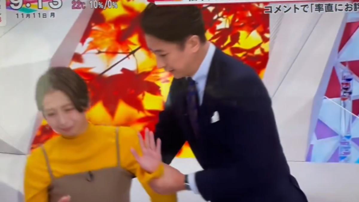 看到主播昏倒,谷原章介冷靜的處理方式獲得讚賞。(圖/翻攝自X@jojimanX)