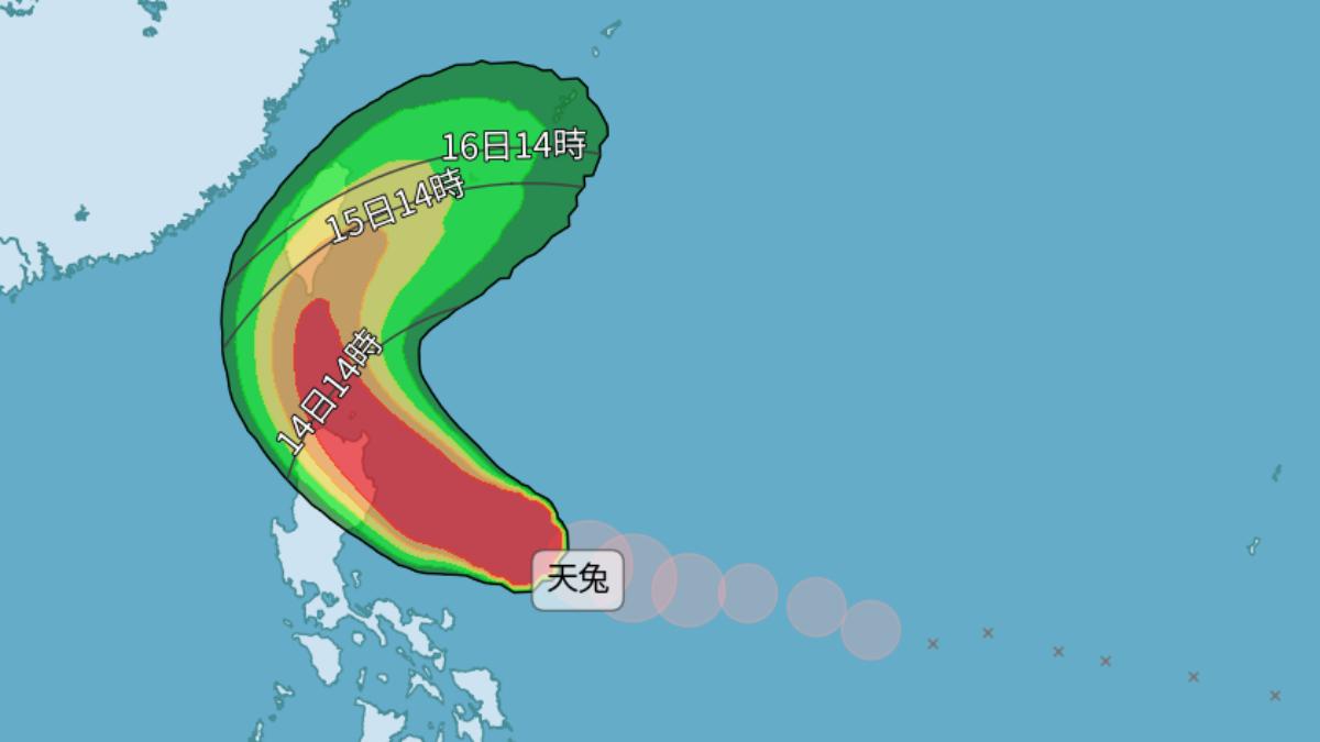 天兔颱風進逼。（圖／氣象署）