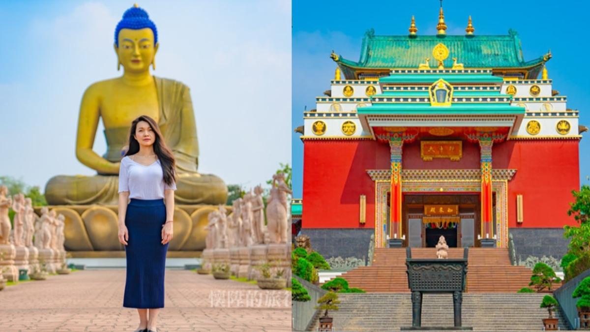 「噶瑪噶居寺」位於台南左鎮的丘陵之上，為全台最大的藏傳佛寺。（圖／懷陞足跡提供）