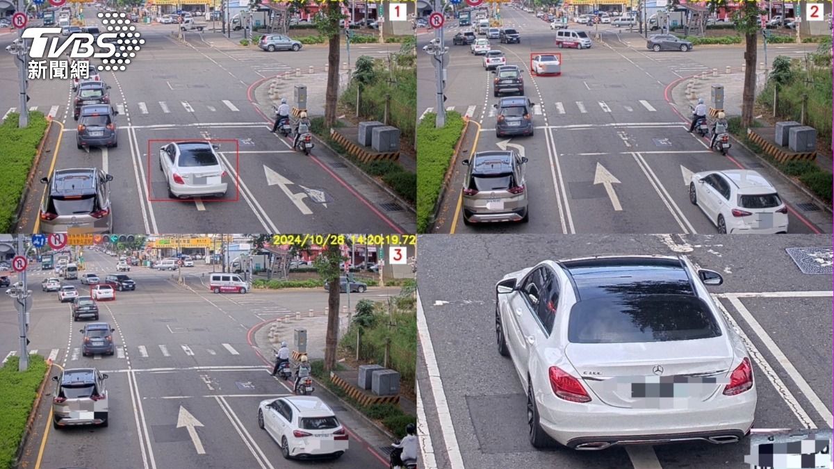 在多車道左轉彎，不先駛入內側車道遭取締。（圖／TVBS）