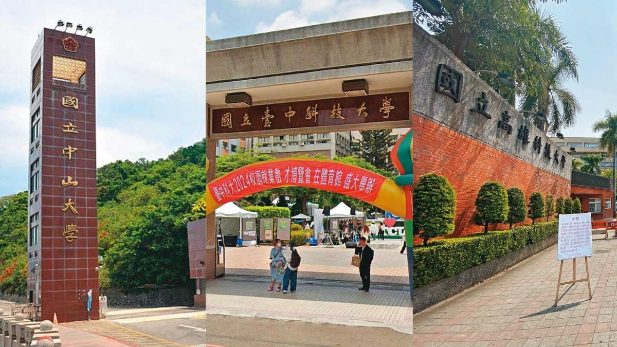 國立中山大學、國立台中科技大學、國立高雄科技大學爆發違法爭議。（圖／翻攝自Google Maps、本刊資料照）