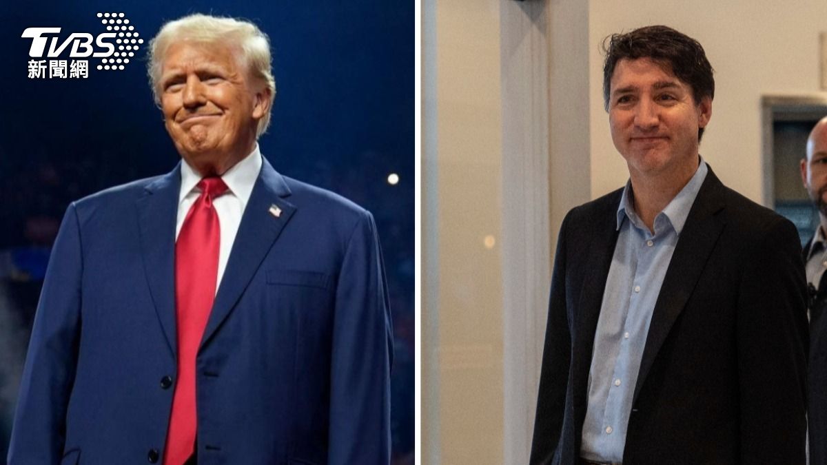 美國總統當選人川普與加拿大總理杜魯道。(圖/達志影像美聯社) 美國總統當選人川普與加拿大總理杜魯道。(圖/達志影像美聯社)