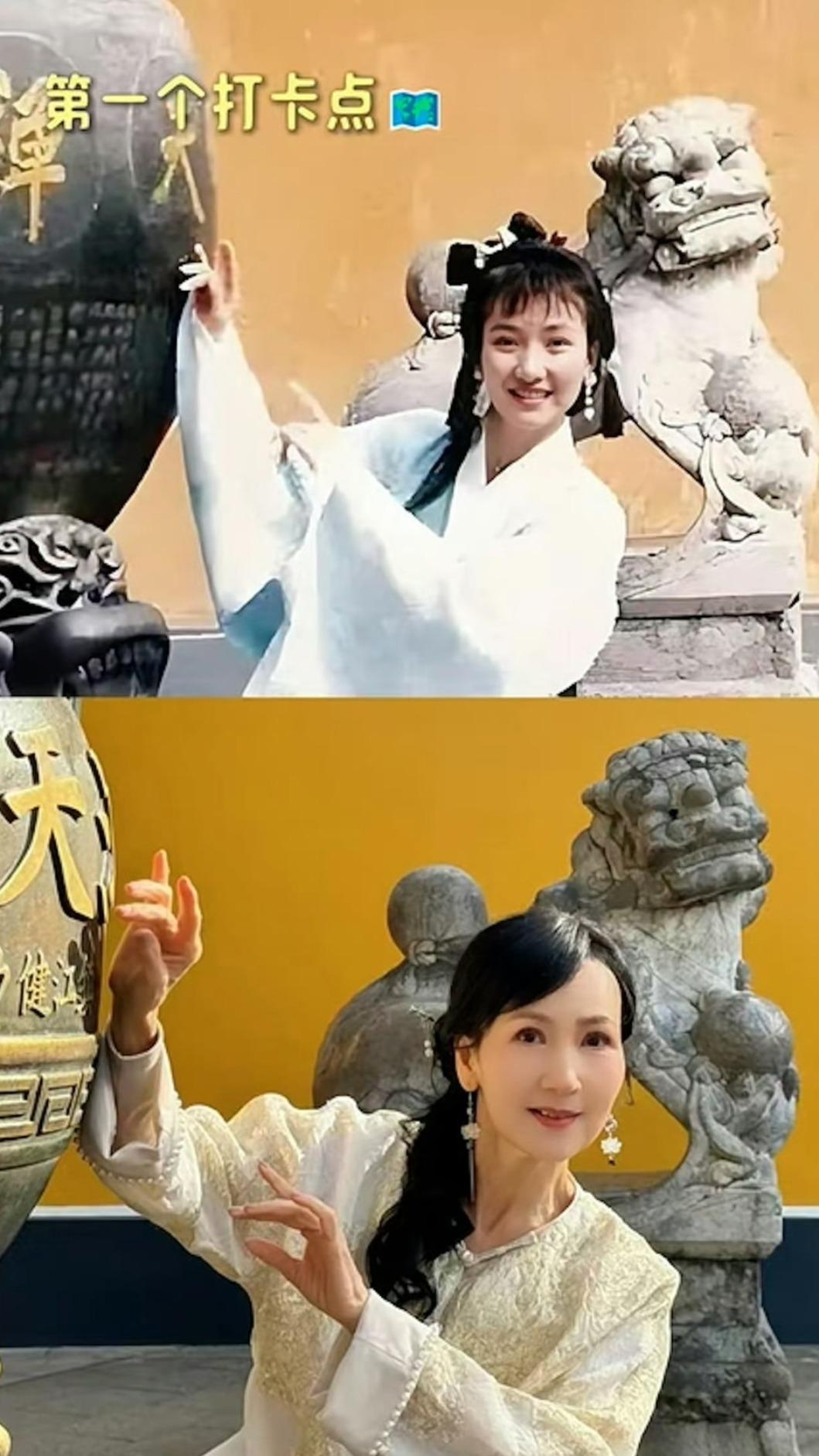 陳美琪重遊《新白娘子傳奇》拍攝地,還曬出對比照。(圖/翻攝自小紅書)