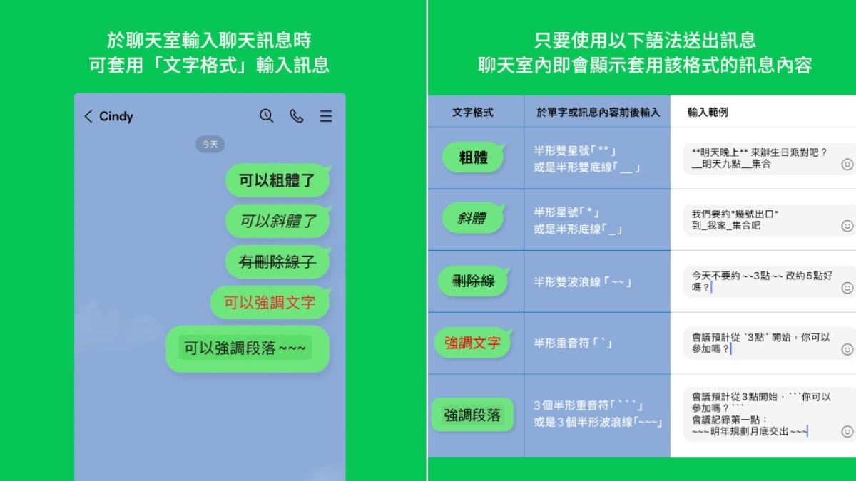 LINE手機版將支援變更文字格式 。（圖／翻攝自LINE官方部落格）