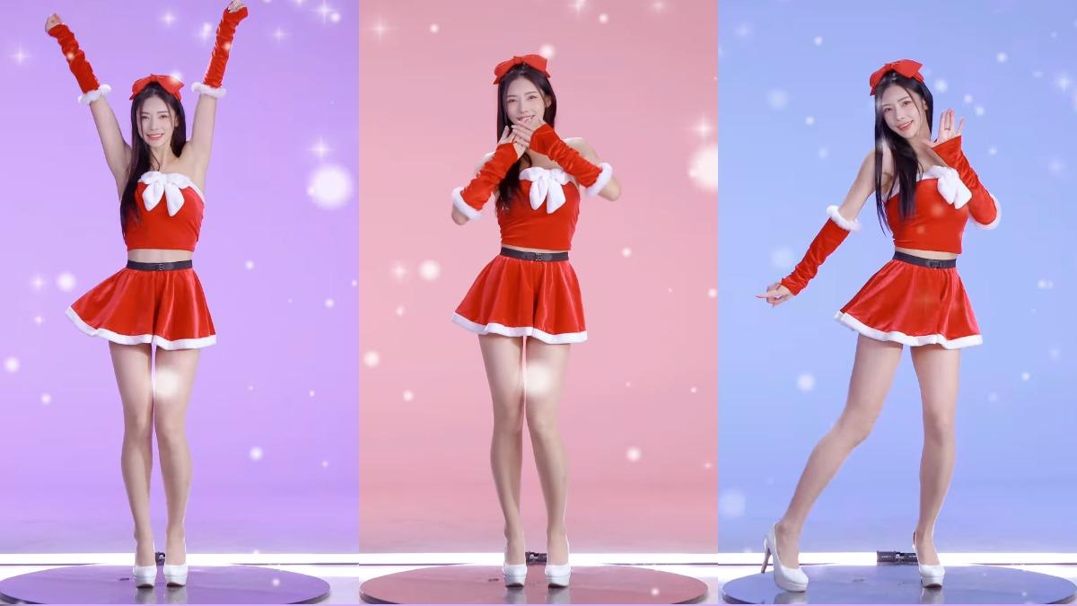 金子仁穿上紅色聖誕裝大方配合音樂熱舞,吸引大批網友觀看,相當迷人。(圖/翻攝自金子仁IG)