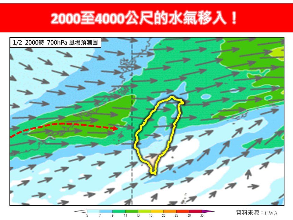 2000至4000公尺的水氣移入。（圖／翻攝自林老師氣象站臉書）