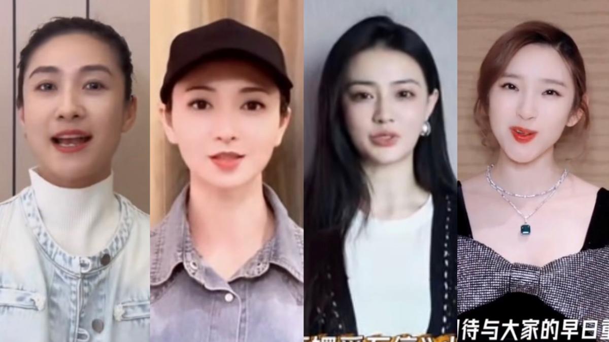 陶昕然（左起）、斕曦、徐璐、唐藝昕拍片造勢。（圖／翻攝自微博）