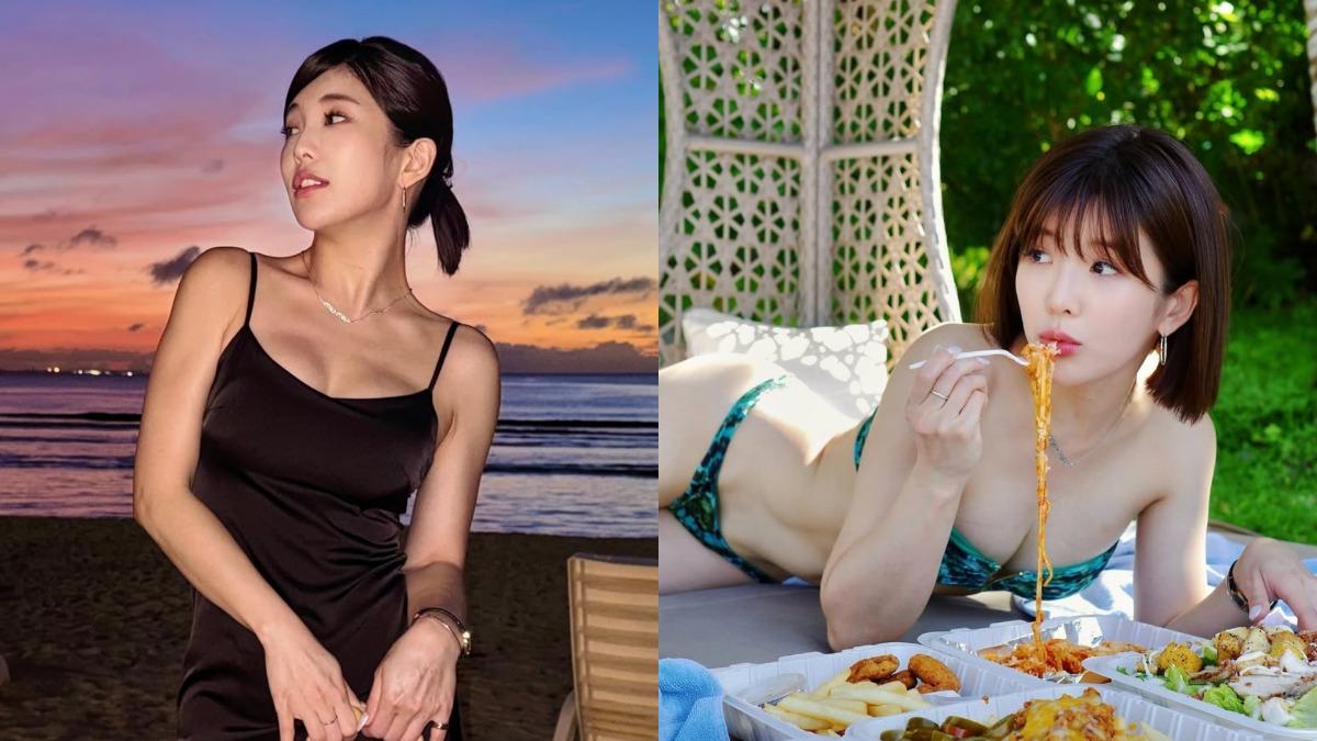 壯壯換上比基尼享用餐盒，模樣十分愜意。（圖／翻攝自壯壯IG）