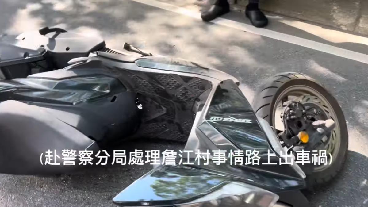 八炯和閩南狼前去做筆錄的路上遭遇車禍。（圖／翻攝自「陳柏源-(閩南狼PYC)」YT頻道）