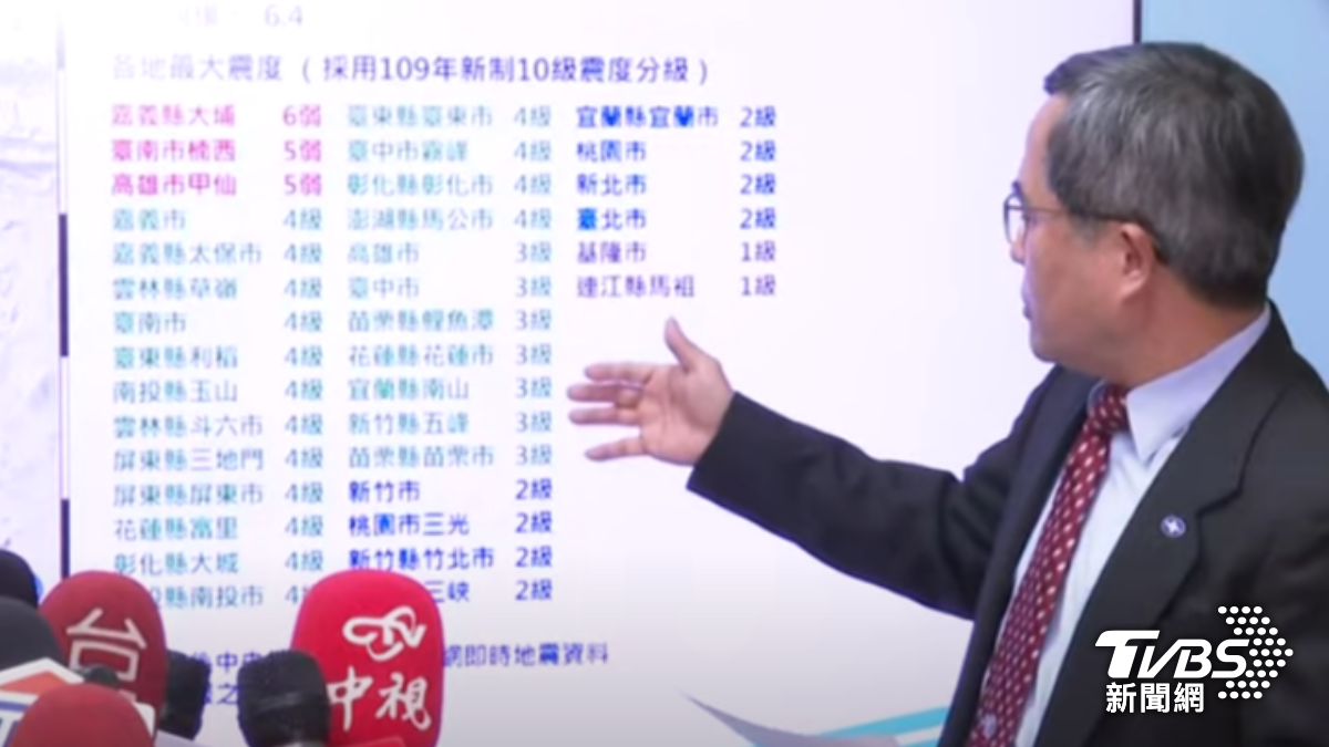 地震測報中心主任吳健富說明凌晨地震。（圖／TVBS）