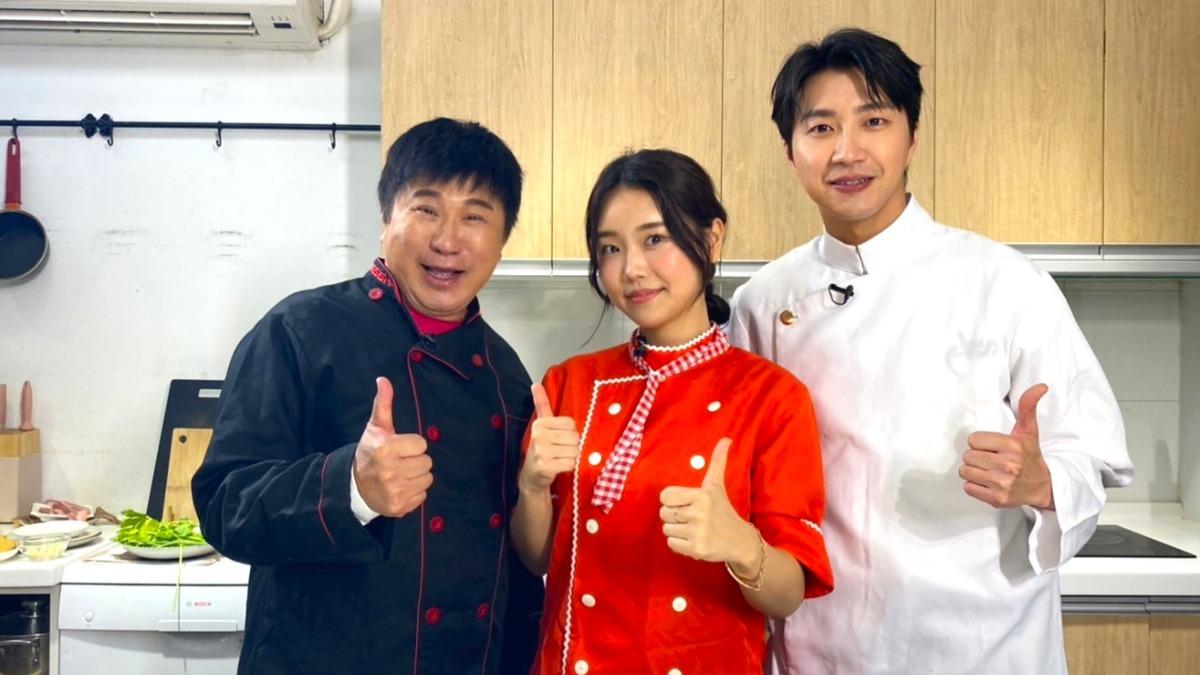 胡瓜（左起）、Judy和江宏傑日前一起拍片。（圖／下面一位提供）