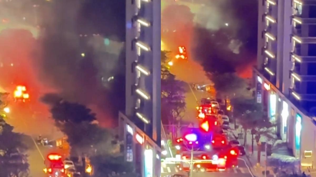 當時火勢相當猛烈，黑煙不斷竄出。（圖／翻攝自threads）