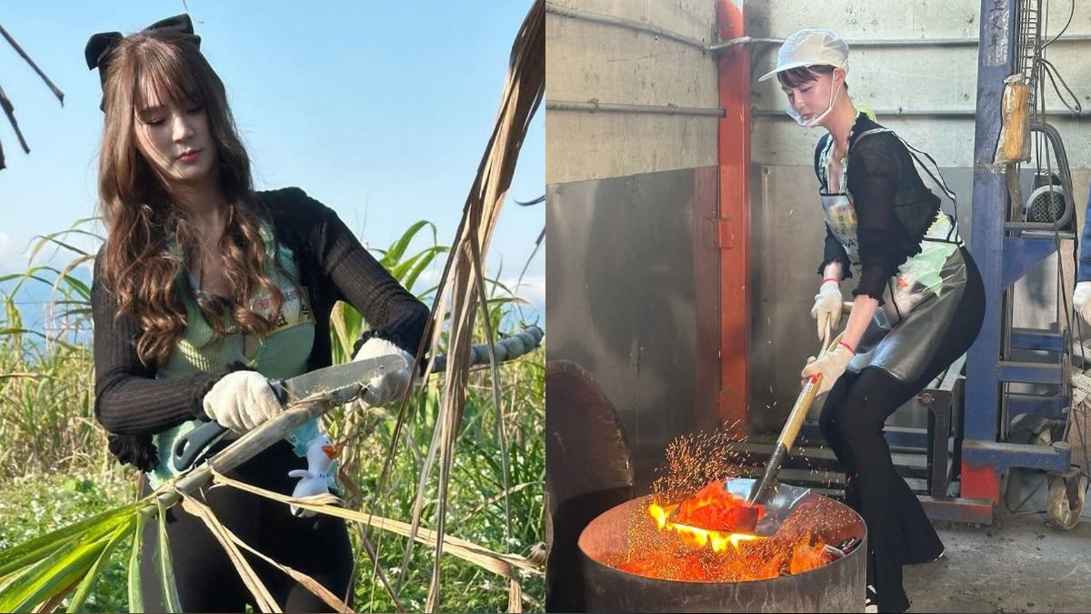 短今在節目中學習砍竹子、捧鴨子，甚至拿著巨大鏟子「鏟火」，挑戰各種勞動任務。（圖／翻攝自短今IG）短今在節目中學習砍竹子、捧鴨子，甚至拿著巨大鏟子「鏟火」，挑戰各種勞動任務。（圖／翻攝自短今IG）短今在節目中學習砍竹子、捧鴨子，甚至拿著巨大鏟子「鏟火」，挑戰各種勞動任務。（圖／翻攝自短今IG）